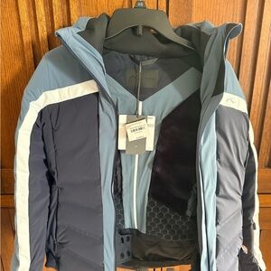 Women’s KJUS Light Blue & Navy Ski Jacket with White Trim SIZE 2